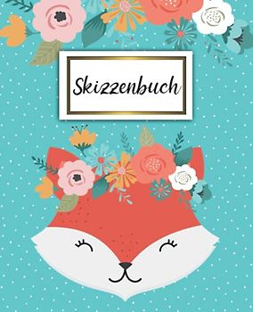 Skizzenbuch: Zeichenbuch & Sketchbuch | Blanko Heft | Perfekt als Zeichenheft, Sketchbook, Schreiben, Zeichnen, Malen, Lettering, Skizzen | Süßes Türkis Tupfen Roter Panda Fuchs