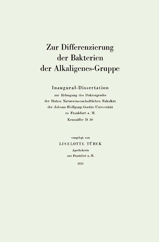 Zur Differenzierung der Bakterien der Alkaligenes-Gruppe