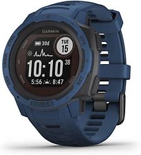 Garmin Instinct Solar 45 mm blauw met een blauwe siliconen polsband