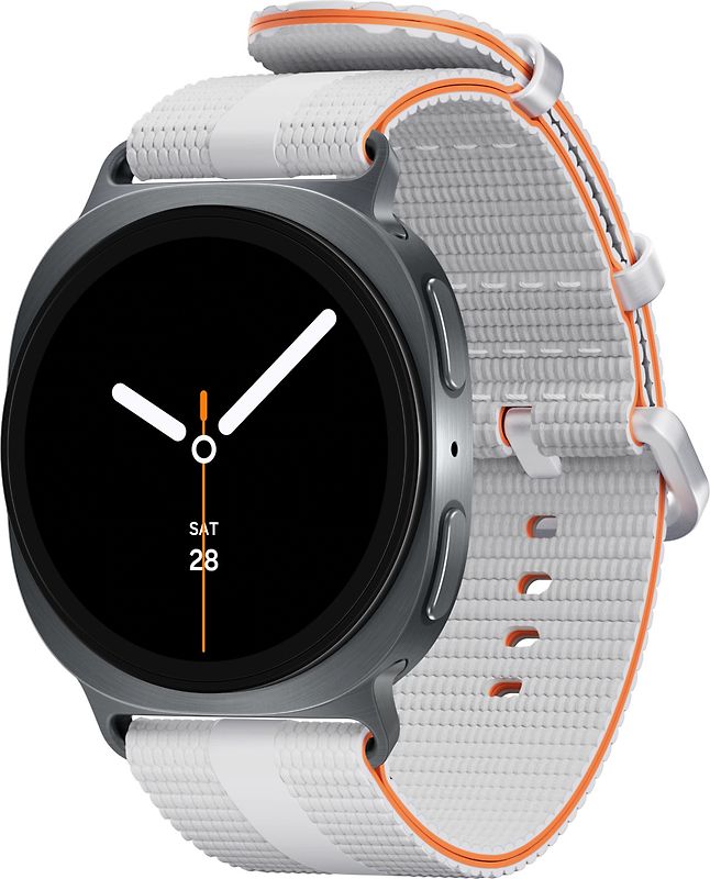 Samsung Galaxy Watch8 40 mm Boîtier aluminium graphite sur Sport Chic M/L blanc [Wi-Fi + 4G]