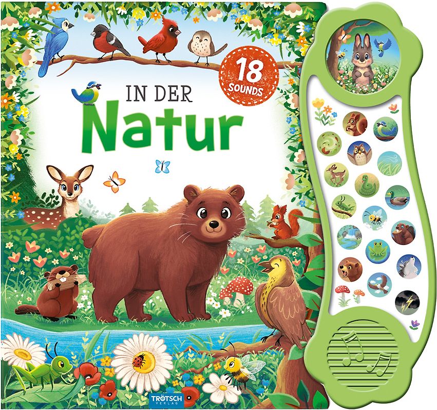 TRÖTSCH - Soundbuch "In der Natur" | Interaktives Soundbuch mit 18 realistischen Geräuschen aus der Natur, zauberhaften Illustrationen und eingängigen Reimen für die Kleinsten | Ab 18 Monaten