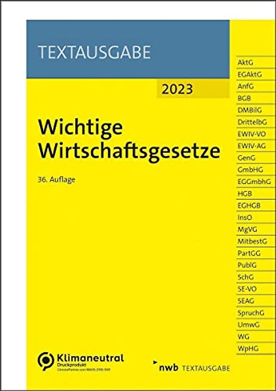 Wichtige Wirtschaftsgesetze (NWB Textausgabe)