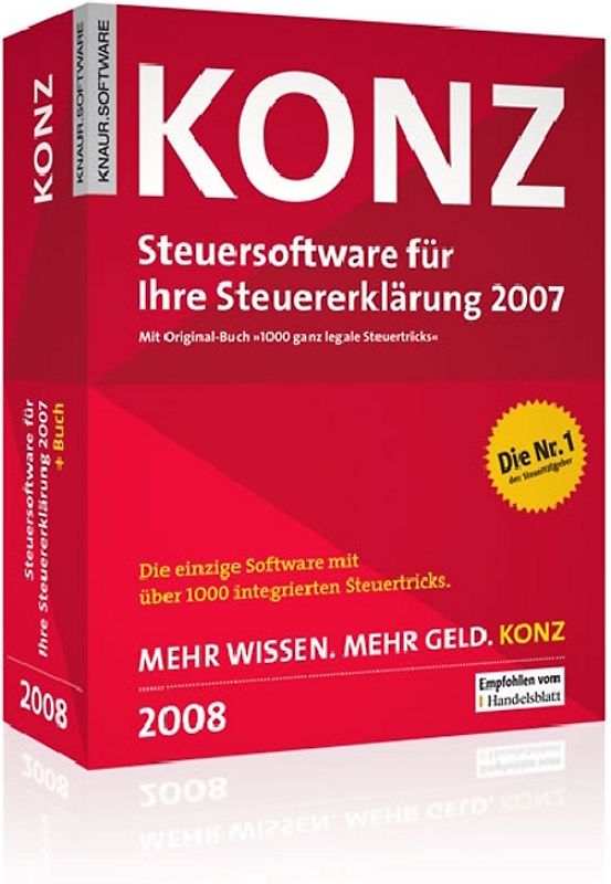 Konz Steuersoftware 2008. Für Ihre Steuererklärung 2007