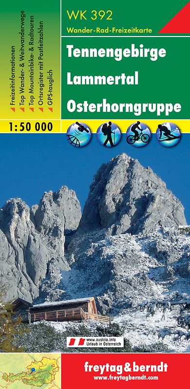 Tennengebirge - Lammertal - Osterhorngruppe, Wanderkarte 1:50.000, freytag & berndt, WK 392