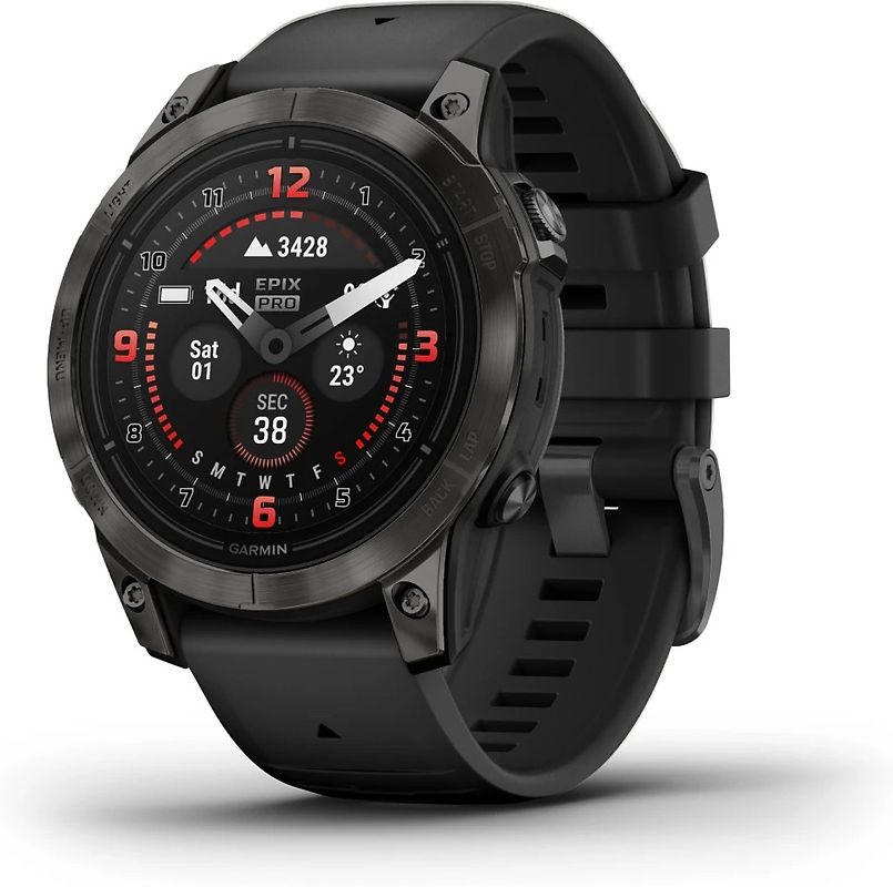 Garmin Epix Pro (Gen 2) 47 mm noir/gris carbone Titan DLC avec bracelet en silicone gris [Wi-Fi, Sapphire Edition]