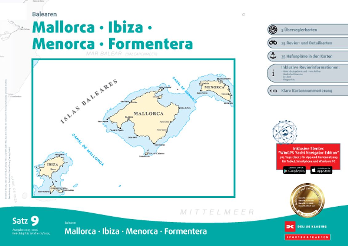 Sportbootkarten Satz 9: Balearen (Ausgabe 2025/2026)