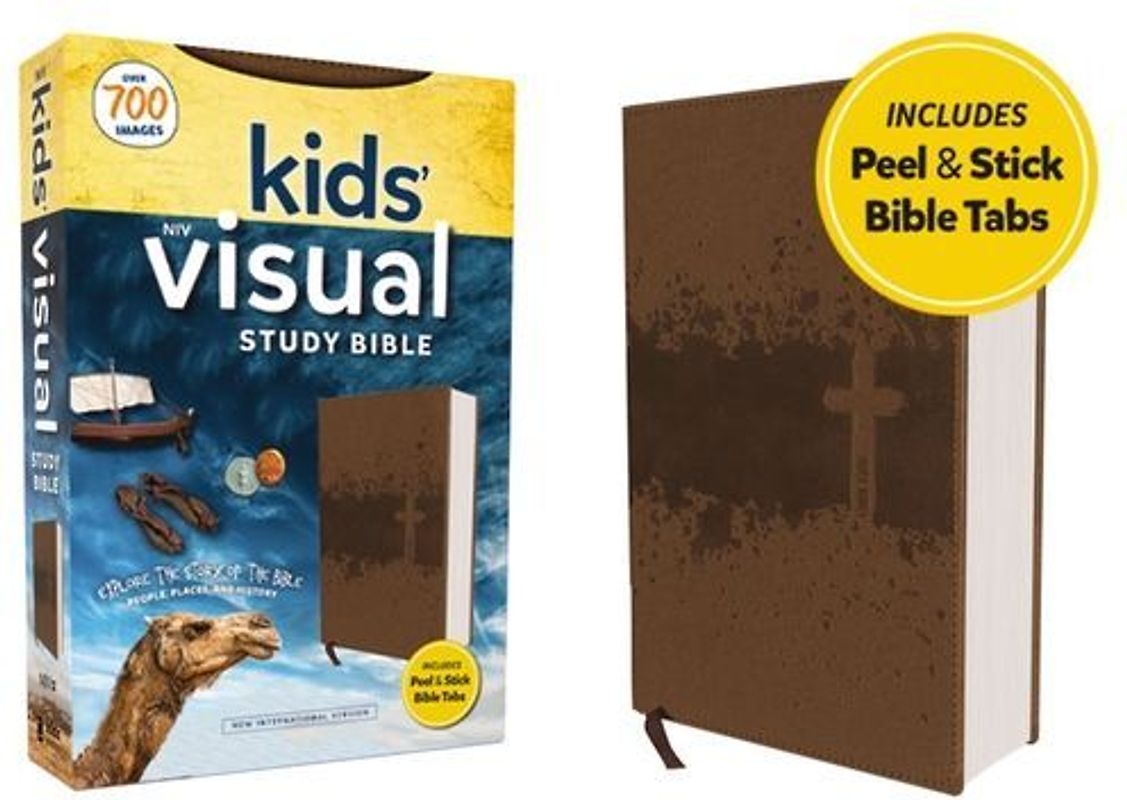 Niv, Kids' Visual Study Bible, Leathersoft, Bronze, Full Color Interior, Peel/Stick Bible Tabs